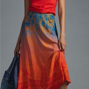 FARM Rio Blue and Yellow Patterned Skirt